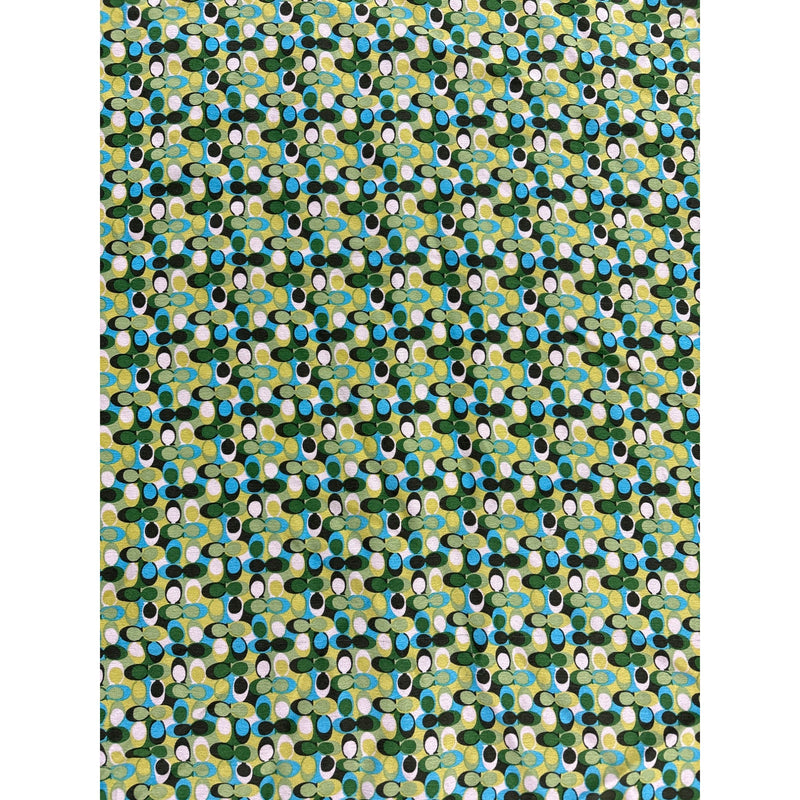 Vintage COACH Silk Scarf Geometric Mod Oval Print Blue Green Headwear