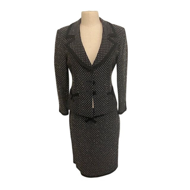 Nanette Lepore Womens Polka Dot Skirt Suit Size 6 Black & White