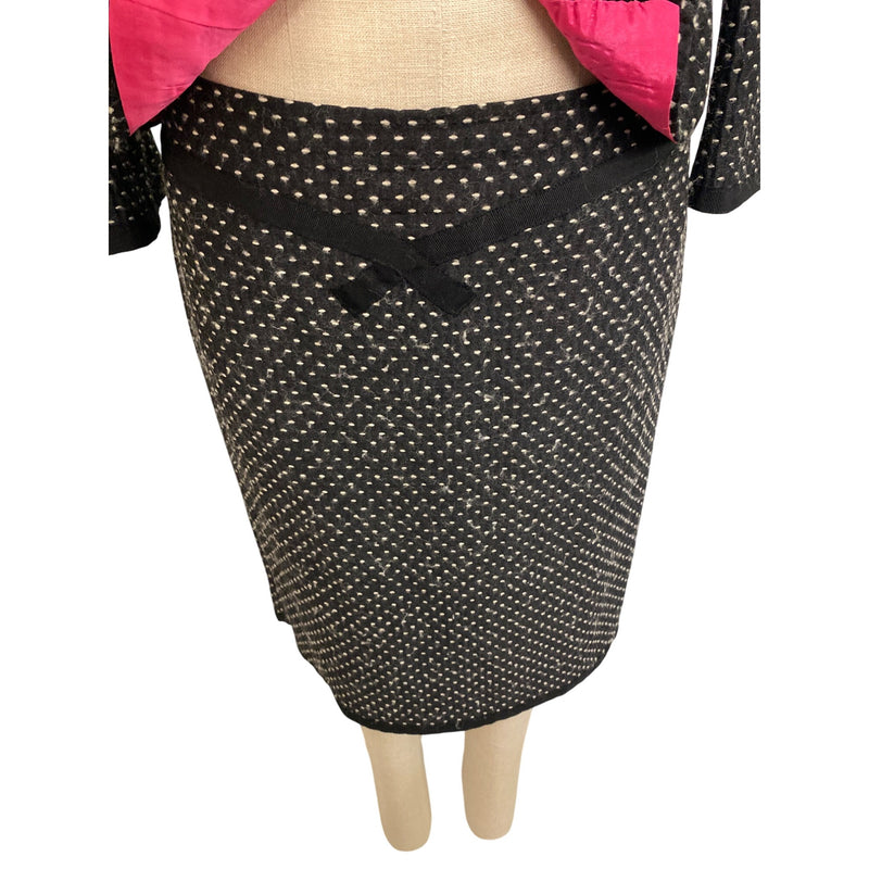Nanette Lepore Womens Polka Dot Skirt Suit Size 6 Black & White