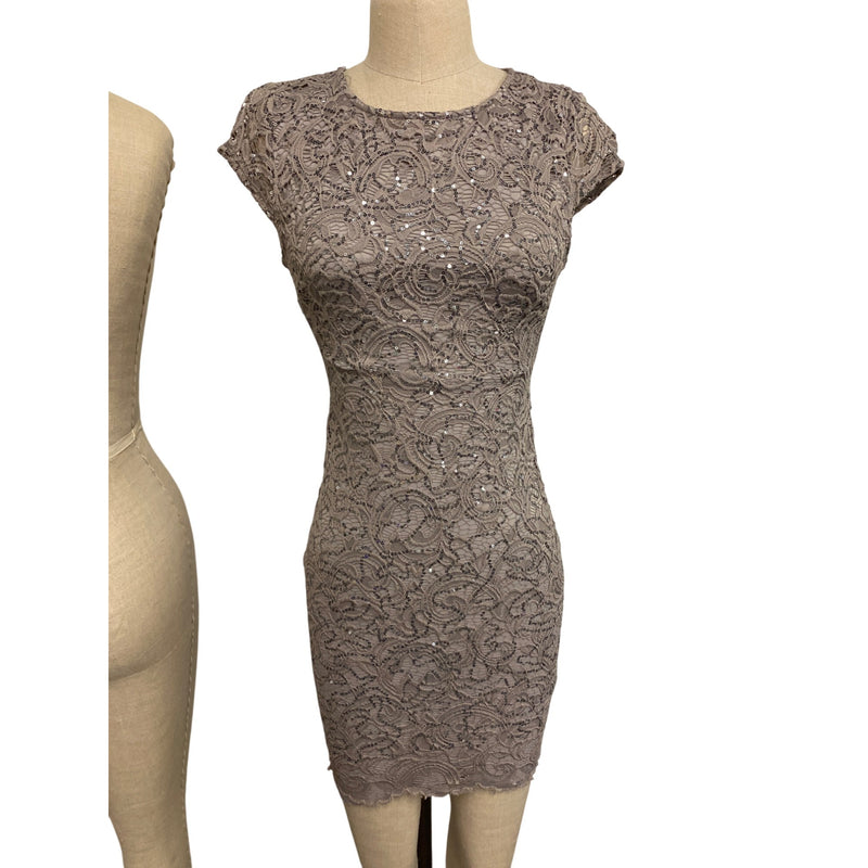 Windsor Lace Sequin Bodycon Dress With Open Back