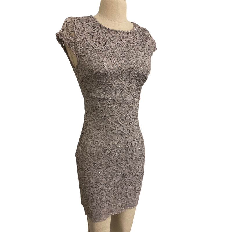Windsor Lace Sequin Bodycon Dress With Open Back