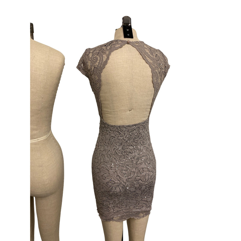 Windsor Lace Sequin Bodycon Dress With Open Back