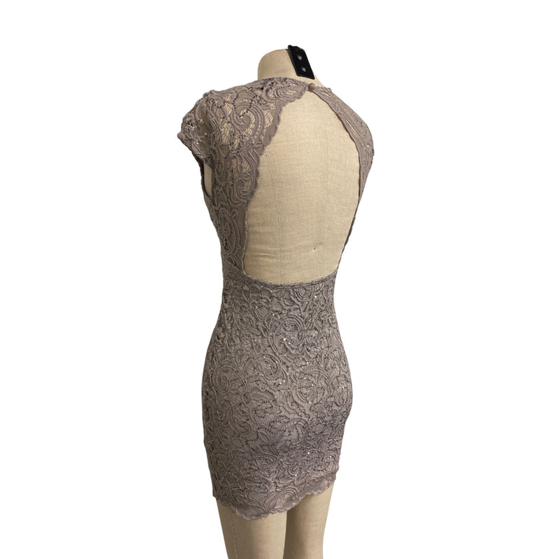 Windsor Lace Sequin Bodycon Dress With Open Back