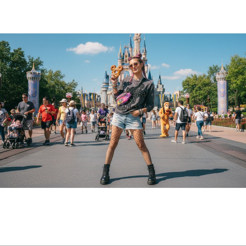 Disney Mickey Mouse Studded Sweatshirt L Black Cotton Blend Womens