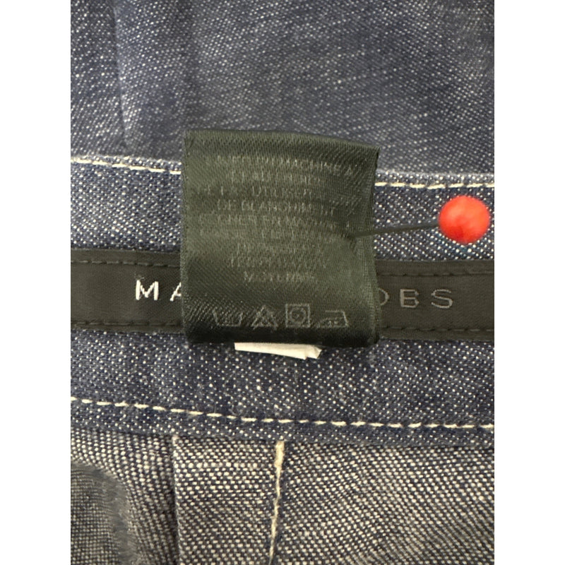 Vintage Marc Jacobs Y2K Denim Two Piece Suit Jacket Skirt Cream Piping Size 8 RN103927 2000s, Sustainable Fashion Education Fundraiser