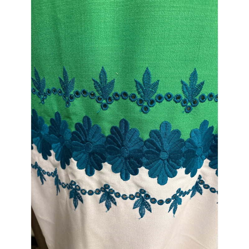 Vintage Green and White Embroidered Floral Shift Dress Fundraiser for Sustainable Fashion Education Program