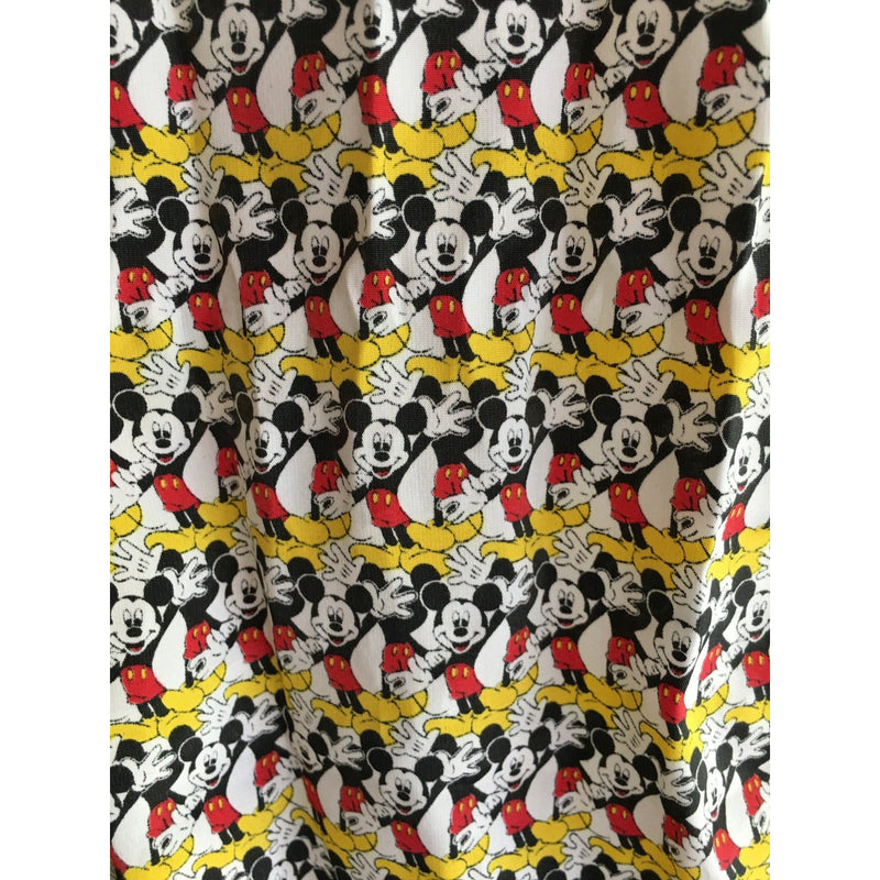 Vintage Mickey Mouse Print Scarf 34" X 6.5" Disney By Glentex Rectangle Polyester Satin Fabric