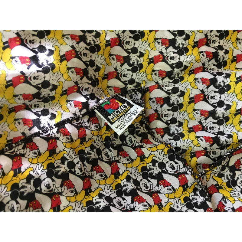 Vintage Mickey Mouse Print Scarf 34" X 6.5" Disney By Glentex Rectangle Polyester Satin Fabric