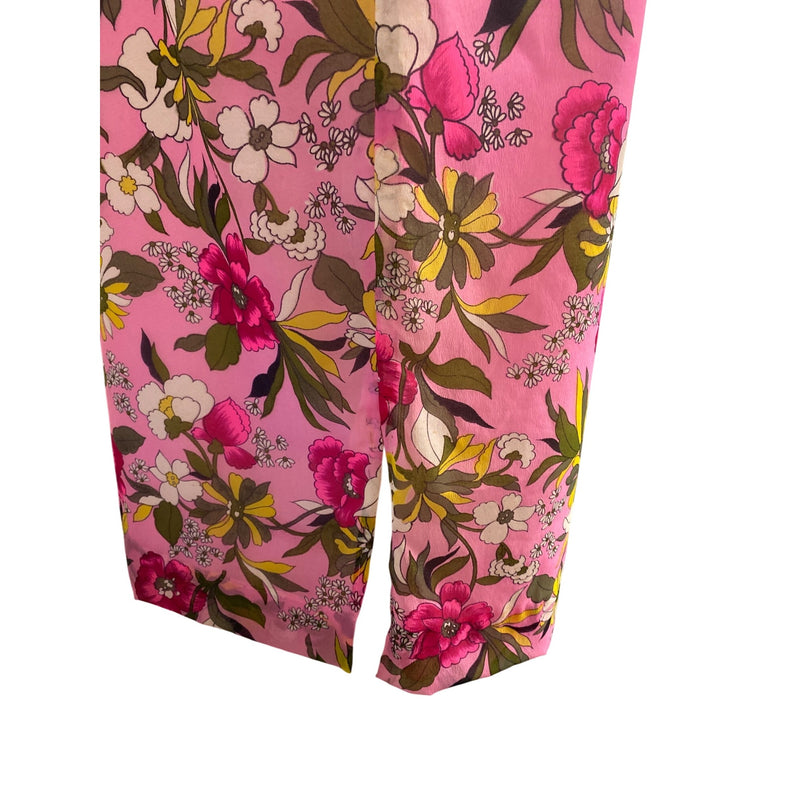 Vintage Pink Floral Maxi Dress With Sheer Overlay Jacket Short Sleeves and Open Front Design