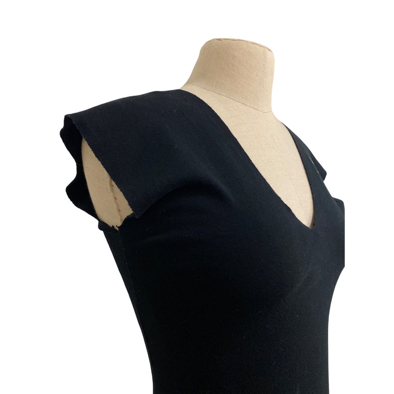 Luxbohome Black V-Neck Cap Sleeve Bodycon Dress