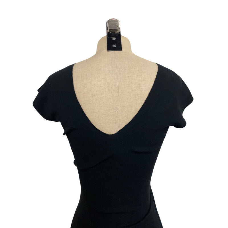 Luxbohome Black V-Neck Cap Sleeve Bodycon Dress