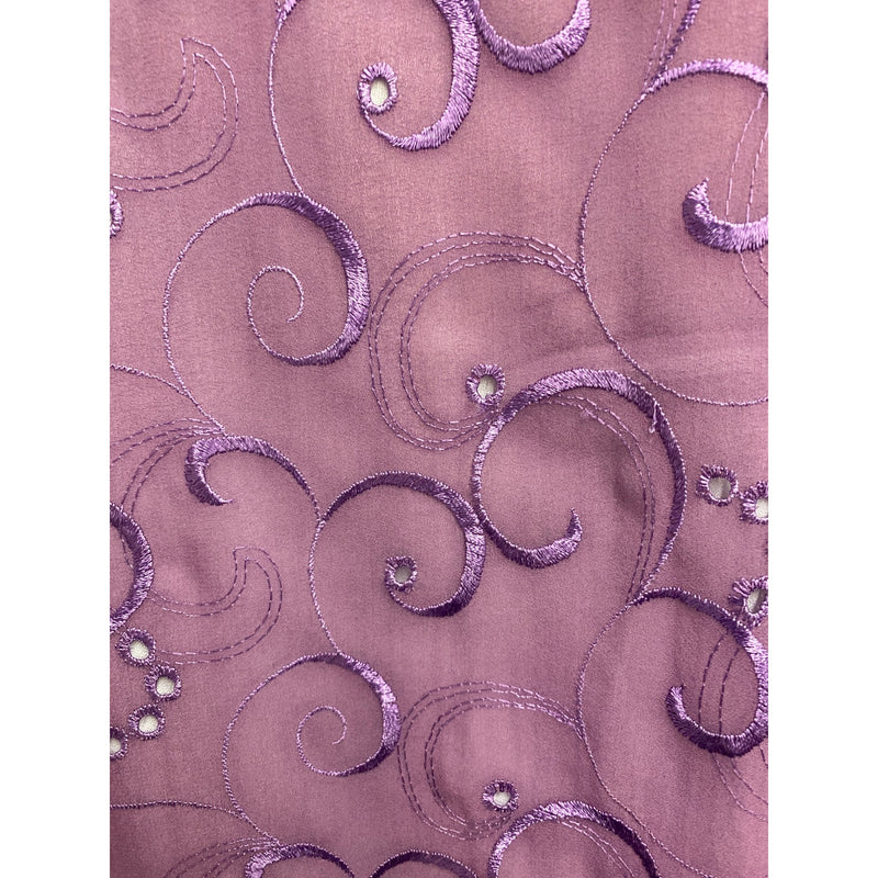 Purple Sleeveless Vintage A-Line Dress With Swirl Embroidery Accents