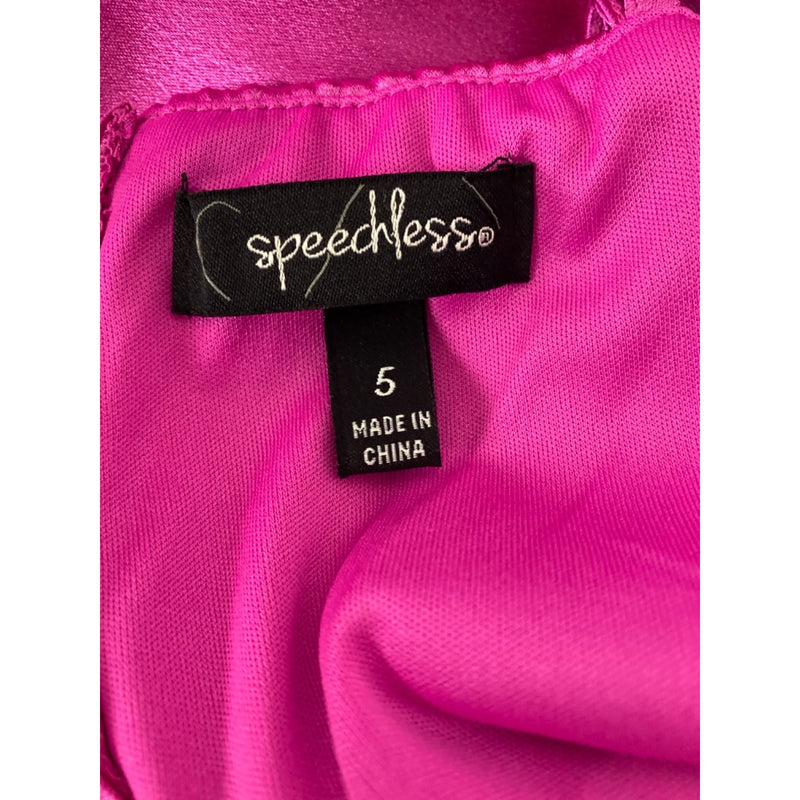 Speechless Womens Fuchsia Satin Fit Flare Mini Dress With Double Straps Size 5