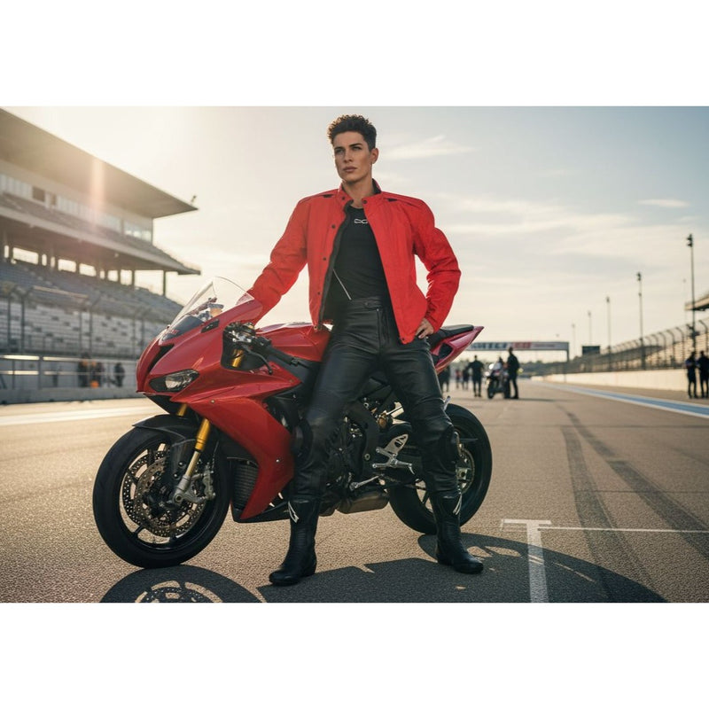 MotoGP Red Jacket With Zipper & Button Front Closure Unisex Large Polyester Bike Racing Style