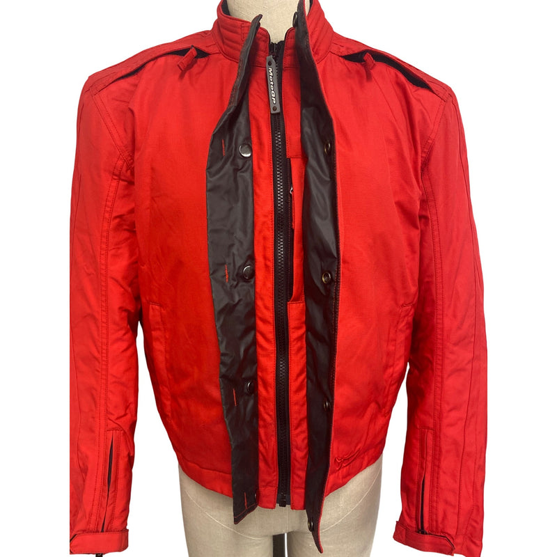 MotoGP Red Jacket With Zipper & Button Front Closure Unisex Large Polyester Bike Racing Style