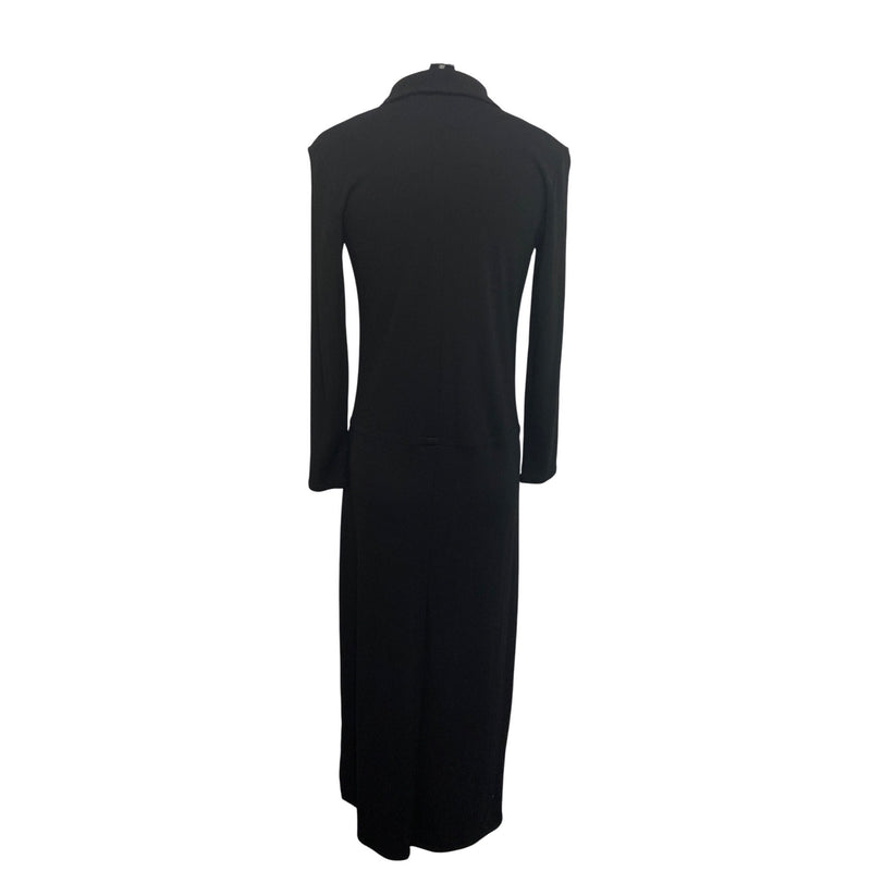 Vintage J.Jill Black Button-Up Long Button Down Shirt Dress With Collar LBD, Fundraiser for Sustainable Fashion Education Program