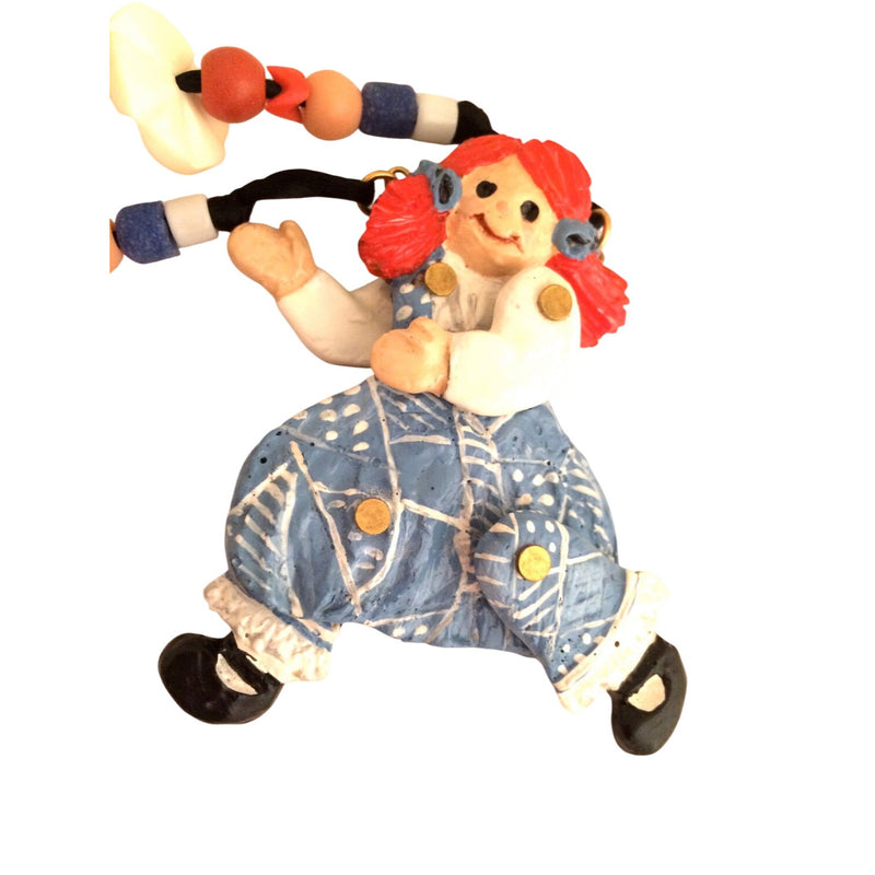 Rare 1992 Signed Dorian Designs Hand-Painted Articulated Raggedy Ann Necklace Hand-Carved Studio Art Fundraiser Supports Sustainable Fashion