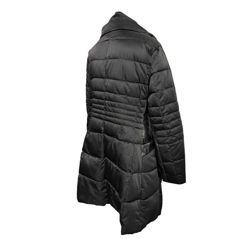 Nanette Lepore Black Quilted Puffer Coat With Oversized Collar and Button Closures Womens L