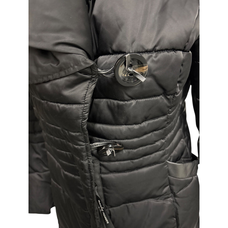 Nanette Lepore Black Quilted Puffer Coat With Oversized Collar and Button Closures Womens L