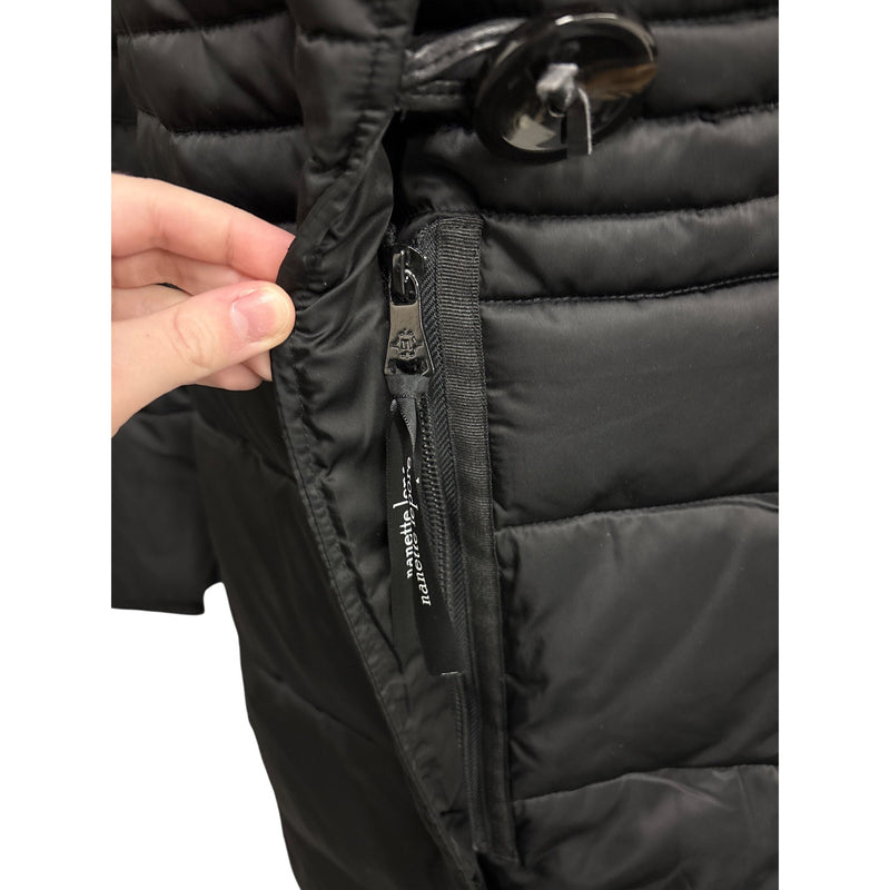 Nanette Lepore Black Quilted Puffer Coat With Oversized Collar and Button Closures Womens L