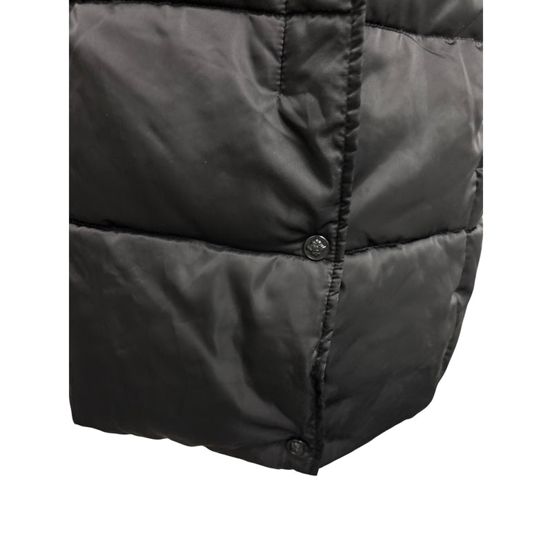 Nanette Lepore Black Quilted Puffer Coat With Oversized Collar and Button Closures Womens L