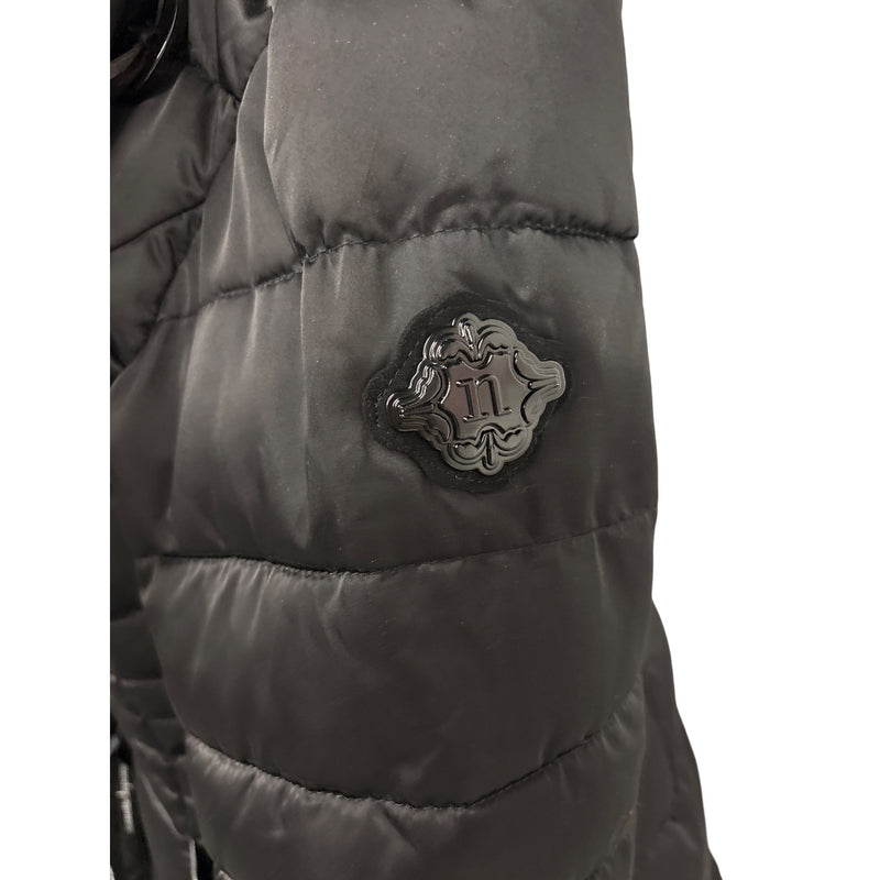 Nanette Lepore Black Quilted Puffer Coat With Oversized Collar and Button Closures Womens L