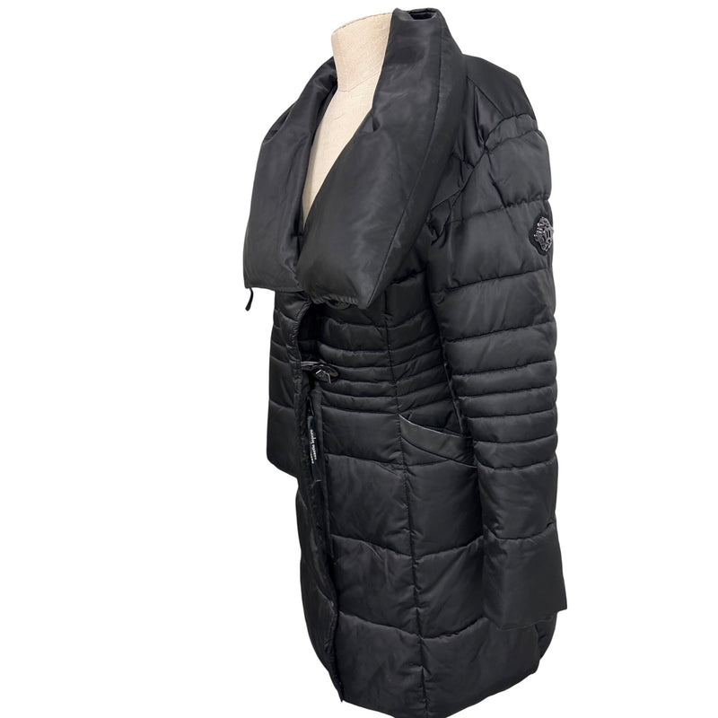 Nanette Lepore Black Quilted Puffer Coat With Oversized Collar and Button Closures Womens L
