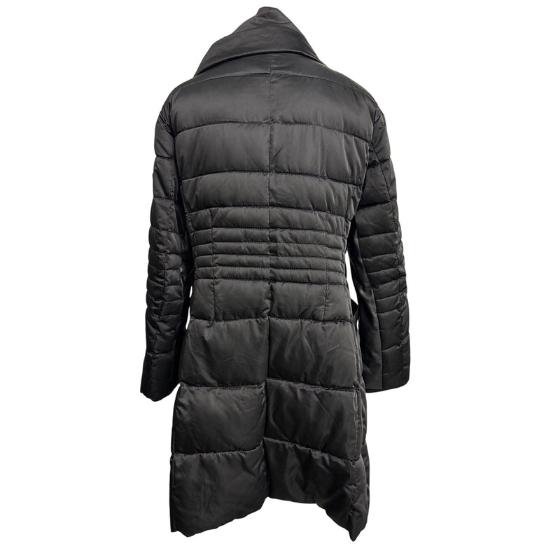 Nanette Lepore Black Quilted Puffer Coat With Oversized Collar and Button Closures Womens L