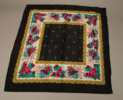 European Shawl Black Floral Scarf Wrap Vintage Accessories