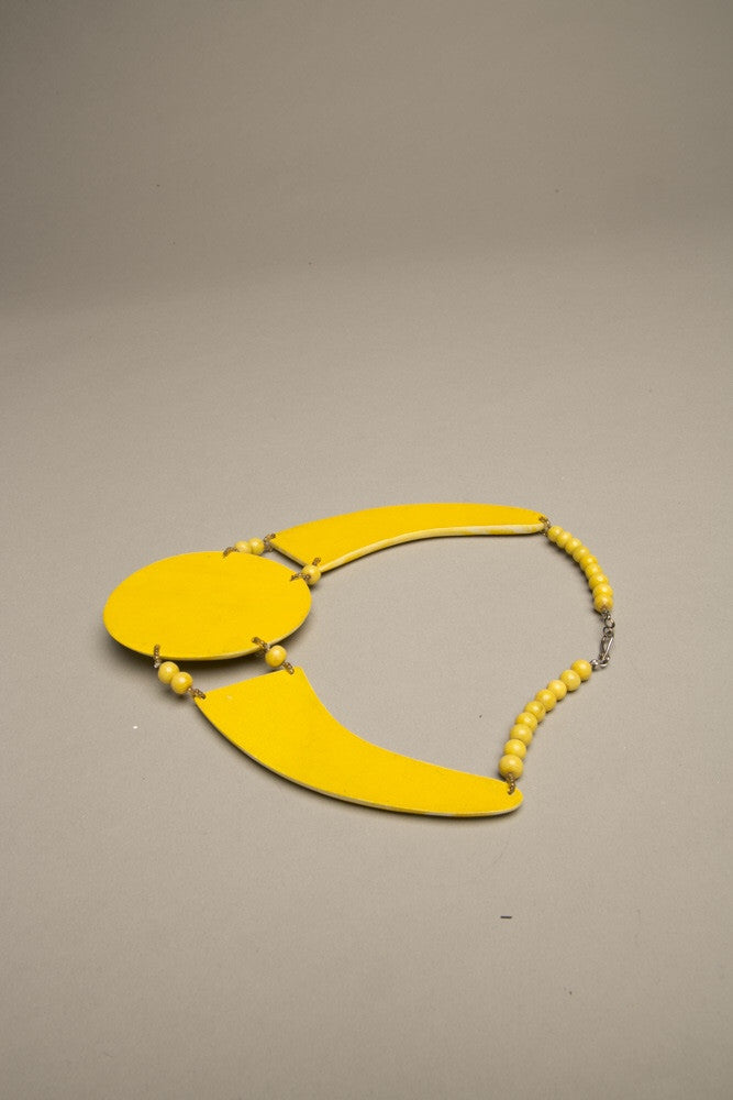 Yellow Statement Necklace Vintage Handmade Jewelry