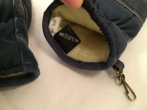 Vintage Aris Gloves Suede Leather Navy Blue Nylon Suede