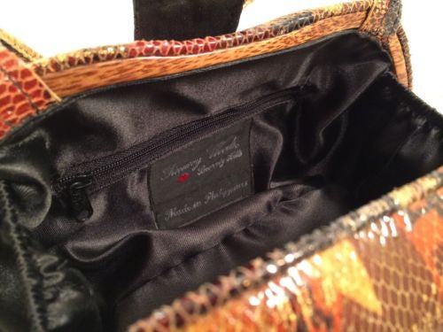 Timmy Woods Snakeskin Black Clasp Bag Crossbody Handbag Couture Clutch Purse NWT