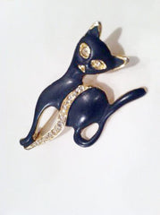 Black Cat Figural Pin Brooch Vintage Jewelry