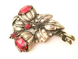 Trifari Fur Pin Ruby Red Brooch Floral Whimsical Vintage Jewelry