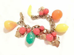 Fruit Salad Link Bracelet Whimsical Vintage Jewelry