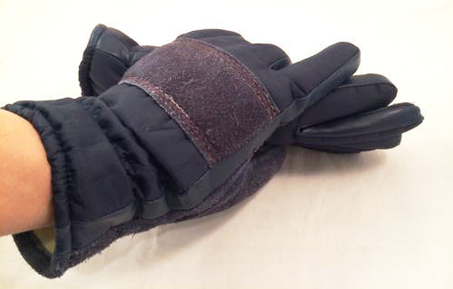 Vintage Aris Gloves Suede Leather Navy Blue Nylon Suede