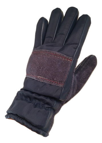 Vintage Aris Gloves Suede Leather Navy Blue Nylon Suede