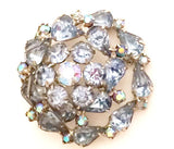 Weiss Blue Crystals Brooch Pin Vintage Jewelry