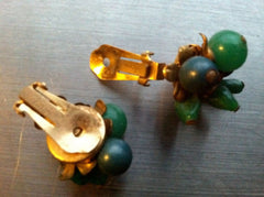 Hattie Carnegie Green Clip on Earrings Vintage Jewelry