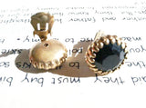 Black Golden Clip on Earrings Vintage Costume Jewelry Bijoux