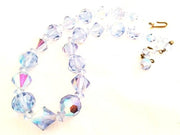 Blue Choker Necklace Crystal Glass Beaded Necklace Vintage Jewelry