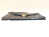 Black Leather Clutch Bag Purse Vintage Accessories