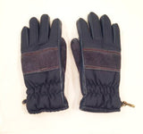 Vintage Aris Gloves Suede Leather Navy Blue Nylon Suede