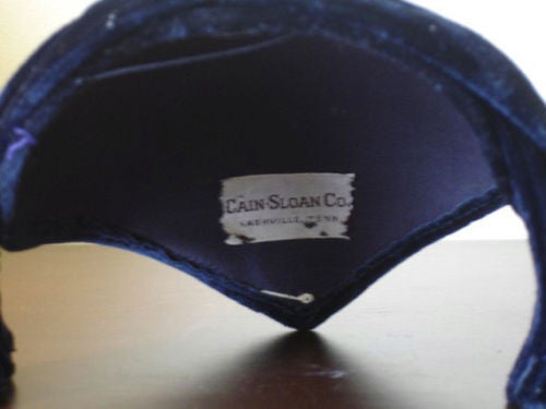 Cain Sloan Vintage Hat Metallic Blue Velvet Art Deco Millinery Accessory