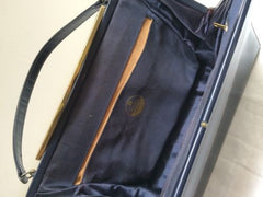 Theodor of California 60s Navy Blue Bag Faux Leather Framed Retro Vintage Handba