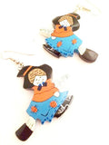 Figural Vintage Jewelry Witch Novelty Wooden Earrings