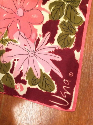 Vera Vintage Scarf Floral Pink Green Accessory