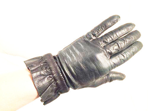 Black Leather Short Gloves Vintage Accessories