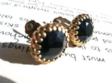 Black Golden Clip on Earrings Vintage Costume Jewelry Bijoux