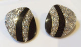 Silver Black Golden Clip on Earrings Vintage Plastic Jewelry